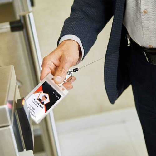 LYDTICK 100 Pcs Retractable Badge Reels & ID Badge Holder, Heavy Duty Badge Holder Clips Bulk ID Card Key Holders with Ring for Nurse Office Work Employee School Supplies
