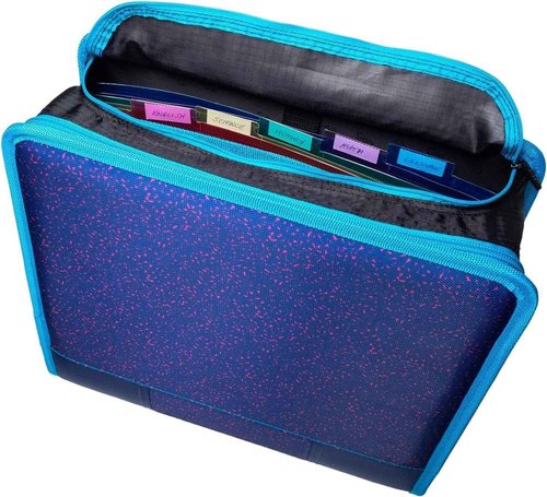 Case-it The Mighty Zip Tab Zipper Binder - 3 Inch O-Rings - 5 Color Tab Expanding File Folder - Multiple Pockets - 600 Sheet Capacity - Comes with Shoulder Strap - Monster Design D-146-ME (Pack of 2)
