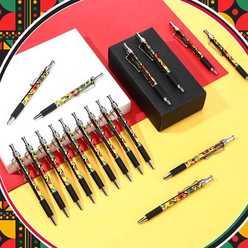 Sayglossy 100 Pcs Juneteenth Gift Bulk Happy Juneteenth Day Ballpoint Pens Freedom Day Independence Theme Ballpoint Pens for Party Supplies Favors Festival Decoration (Geometric Pattern)