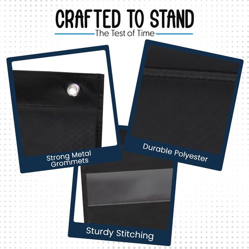Essex Wares - 17" Wide x 44" Tall Pocket Chart, Black - Sturdy Pocket Chart for Classroom for Sentence Strips - Easy to Use & Hang, Reusable Black Pocket Chart