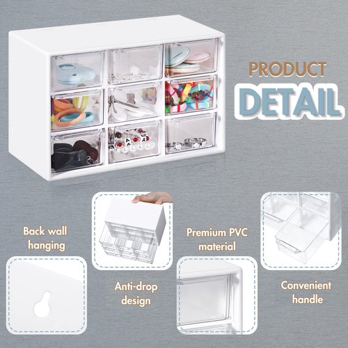 Amyhill 6 Pcs Mini Drawer Organizer Small Organizer with 9 Drawers Plastic Desktop Craft Storage Box for Office Home Room Jewelry Cosmetics Collection(White)