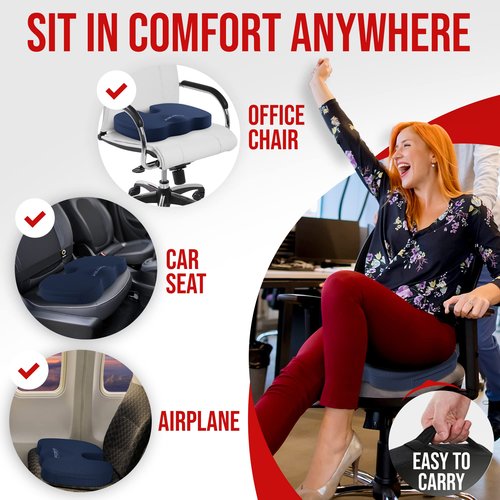 FORTEM Chair Seat Cushion (Mesh, Blue) + Lumbar Support