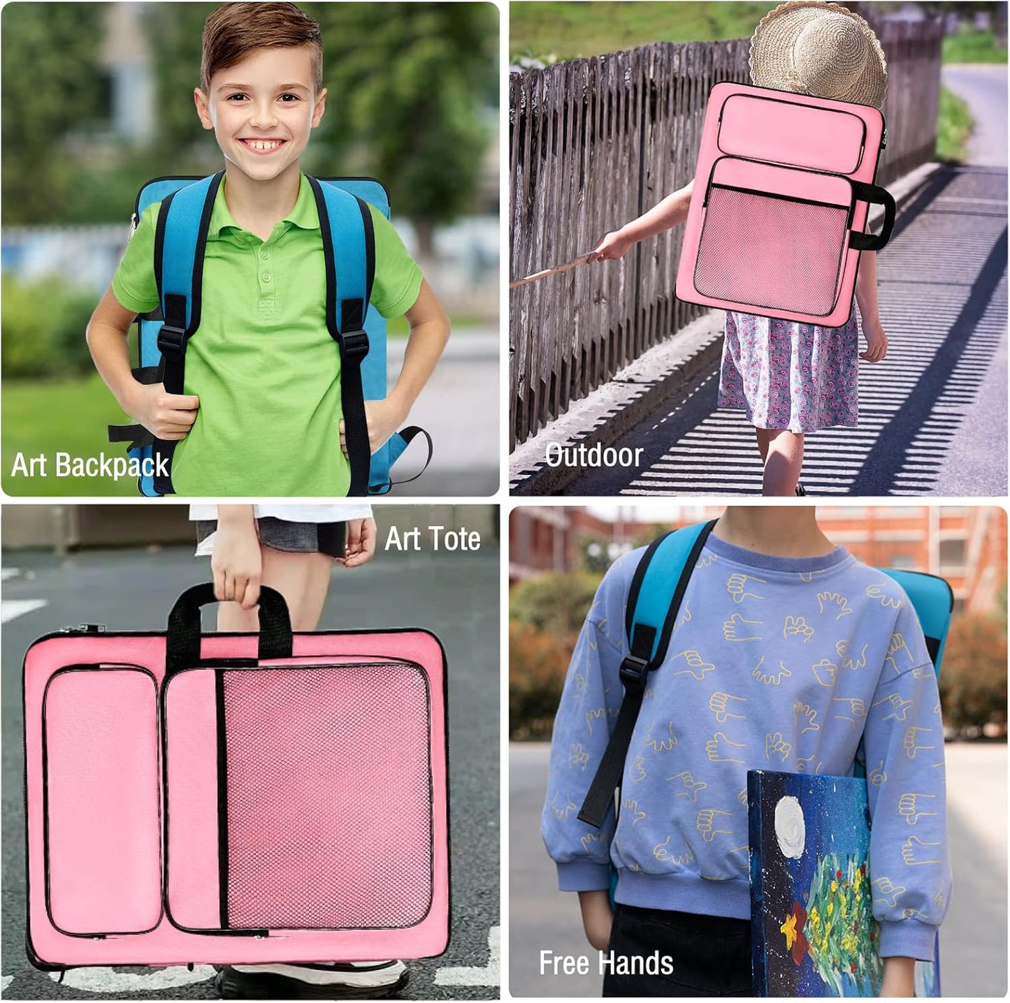 TreochtFUN Art Portfolio - Kids Drawing Supply Bag | 15"x18" Storage Case for Artwork & Sketchbooks