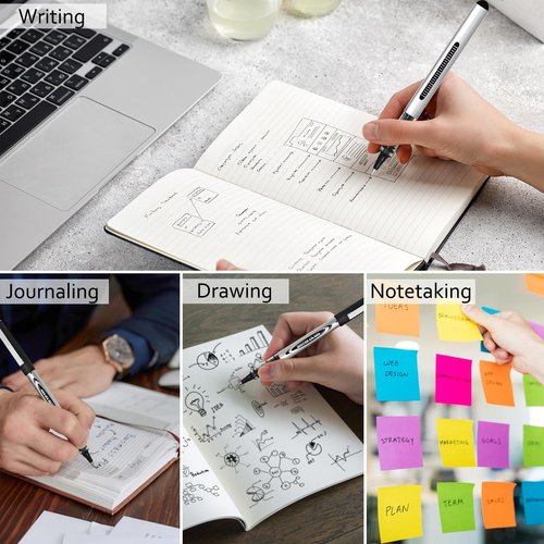 Beieverluck 60 Pieces Roller Ball Pens Black Liquid Ink Rollerball Pens 0.5mm Fine Point Smooth Writing Pens for Writing Journaling Taking Notes School Office