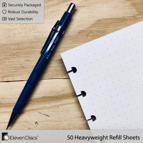 Eleven Discs Discbound Paper, Junior Size Ruled Sheets - Premium 120gsm Heavyweight Notebook & Planner Refills - 8 Discs, 5.5 x 8.5 in - Punched for Circa, Arc, TUL (50 Sheets)