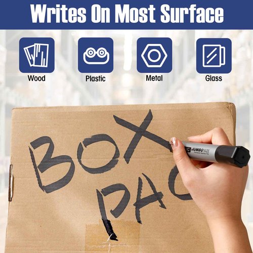 Cholemy 80 Pcs Jumbo Permanent Markers Bulk Large Permanent Chisel Tip Markers Waterproof Jumbo King Big Poster Large Paint Pens for Works on Wood Metal Stone
