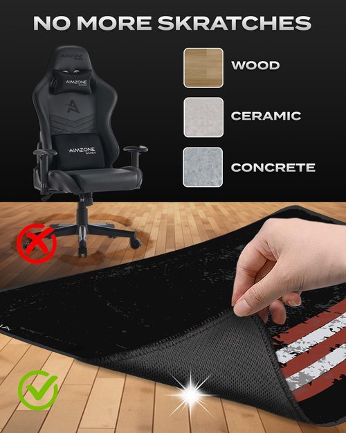 Aimzone Large Gaming Chair Mat, Computer Desk Floor Protector, Desk Chair Mat for Hard Floor, Non-Slip, Durable Stitched Edges, Scratch Resistant, Water-Resistant & Easy Cleaning (USA Black)