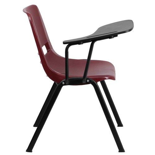 Flash Furniture HERCULES Burgundy Ergonomic Shell Chair with Right Handed Flip-Up Tablet Arm