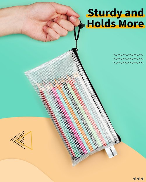 Smarpau Mesh Zipper Pouch, 96 Pack 9.3" x 4.7" Small Zipper Pencil Pouch Bulk, Multipurpose Waterproof Zip Bags for Travel, Office Supplies Pencil Case, Black