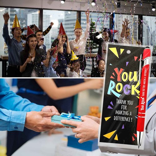 Aartner 60 Sets Employee Appreciation Gifts Pens Bulk Staff Thank You Gifts with Bookmarks Favors Items Black Ink Ballpoint Pen Inspirational for Collegue Party Guests Her Him Women Men Friends
