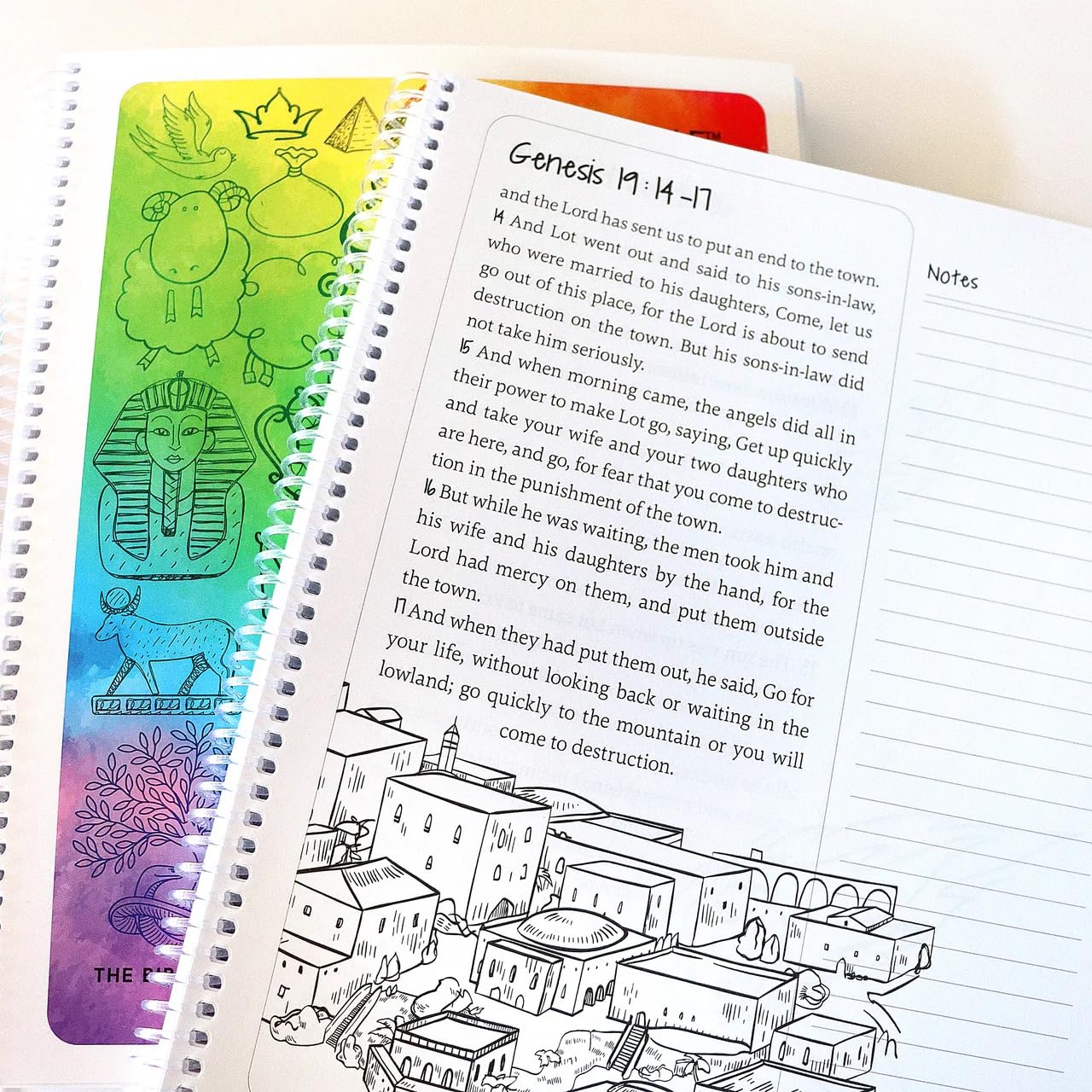 Spiral Bible™ for Kids In the Beginning, The Book of Genesis | Bible Companion for Children | Lay Flat Pages for Coloring, Drawing & Learning Scripture | 8.5" x 11" Notebook, 3.5in Margins