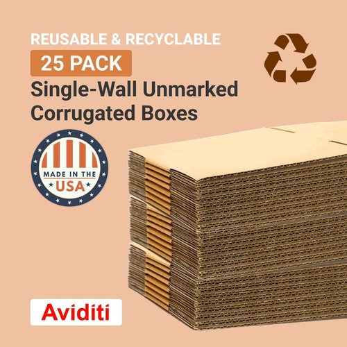 AVIDITI 15 x 10 x 10 Corrugated Cardboard Boxes, Medium 15"L x 10"W x 10"H, Pack of 25 | Shipping, Packaging, Moving, Storage Box for Home or Business, Strong Wholesale Bulk Boxes