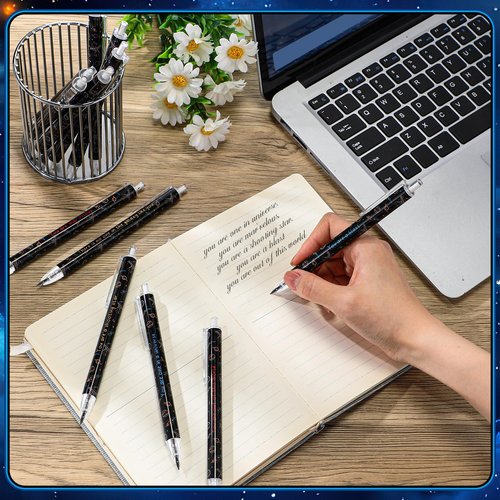 Dunzoom 30 Set Back to School Gift Bulk Space Mechanical Pencils Blast into a Learning Adventure Bookmark Refillable and Retractable Galaxy Pencils with Cards for Students Kids First Day of School