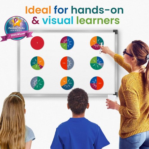 Oyster&Pop 180pcs Magnetic Fraction Tiles - Award-Winning Hands-On Learning for Kids | Includes E-Book Guide