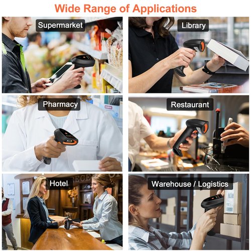 KUIIYER Bluetooth Barcode Scanner, Wireless 2D QR 1D Bar Code Scanners with LED Lights Display & AI Voice, Plug & Play Handheld Barcode Reader for iPhone, Android, iPad, Tablet, PC Computers & POS