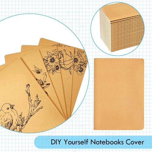 YUQILIN 100 Pack Notebooks Bulk, Journaling Kraft Notebooks 5.5 x 8.3 A5 Softcover Notebook for Travelers Students Office Writing Sketch Travel Journal Notepad with 72 Pages 36 Sheets (Brown-Unlined)