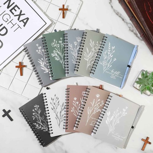 Kosiz 20 Sets Christian Gift Bulk Includes Bible Scripture Spiral Notebook with Sticky Notes Ballpoint Pen Religious Church Prayer Journals for Sunday School Pastor Women Clergy Gift (Morandi Color)