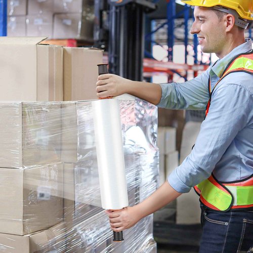JARLINK Stretch Film, 80 Gauge,15 Inch x 820 Feet Shrink Wrap for Pallet Wrap, Industrial Strength Stretch Wrap up to 800% Stretch with Handles, Moving Wrapping Plastic Roll, 4 Pack