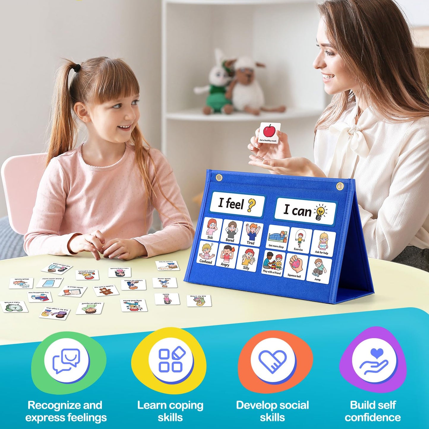 Kasfalci Feelings Chart, Social Emotional Learning Activities,Autism Learning Materials, ADHD Tools,Behavior Management,Anger Management Toys,Calm Down Corner Supplies for Classroom Daycare & Home