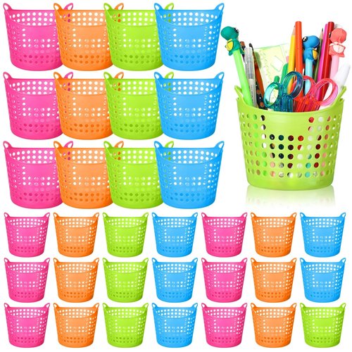 Jexine 32 Pcs Pencil Cup Bulk Pencil Basket Cute Pen Holder Organizer Stationery Caddy Different Pen Cup for Office School Home Supplies, 4 Colors