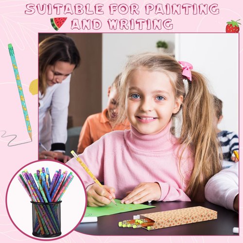 Fainne 200 Pcs Scented Pencils Smelly Wood HB Pencils bulk with Colorful Eraser and Case Fun Fruit Elements Back to School Supplies for School Office Classroom Teachers Party Reward Supplies
