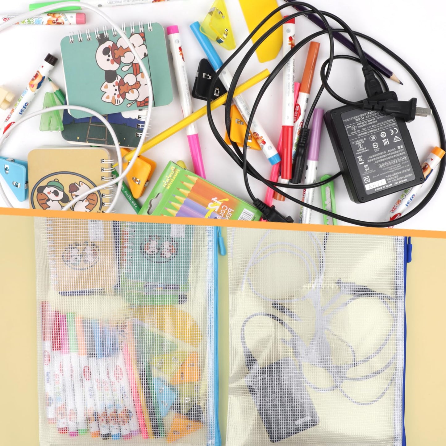 YOPCDJ 20pcs Mesh Zipper Pouch Bags, Puzzle Bags, A3 17x12 Inches Large Reusable Pouches for Organizing Classroom and Storage, Extra Large Zipper Pouch, Board Game Storage
