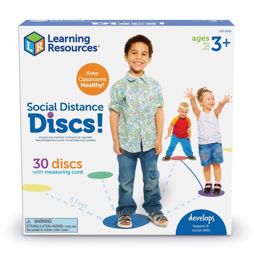 Learning Resources Social Distancing Discs, Social Distance Classroom Supplies, Distance Sit Spots for Classroom, Distance Circles, Set of 30, Ages 3+, Multi-Color