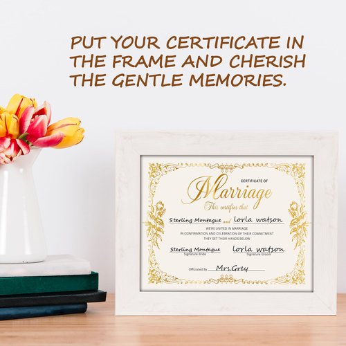 Marriage Certificates with Gold Foil Edges - 8 x 10 Inches Blank Certificate Paper Wedding Certificates Blank Marriage Certificate for Wedding Ceremony Proposals - A10