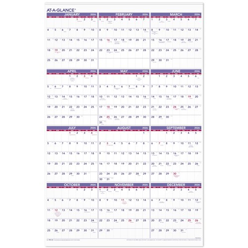 AT-A-GLANCE 2026 Wall Calendar, Monthly, 24" x 36", Extra Large, Paper (PM122826)