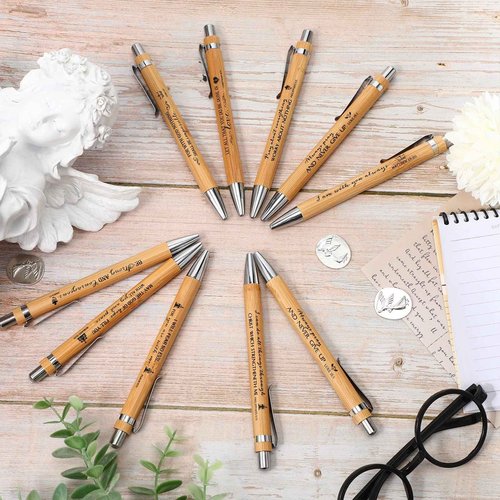 Fumete 200 Pcs Bible Verse Bamboo Pens Wooden Christian Pens Church Clergy Appreciation Gift Motivational Scripture Ballpoint Religious Gifts Bulk for Pastor Wife Dad Mom Sunday School Teacher