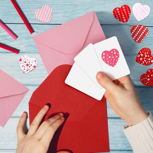 400 Set Mini Patriotic Greeting Cards with Envelopes Stickers July 4th Memorial Day Red White Blue Small Greeting Cards Bulk Blank Note for Independence Veterans Day Supplies(Red,pink)