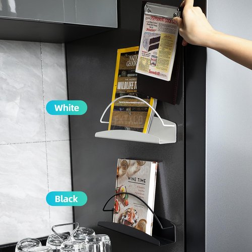 FKTXCO Magnetic Organizer - Folder, Magazine, Paper, Mail & Book Holder for Whiteboard, File Cabinet, Refrigerator (Black, 2PCS)