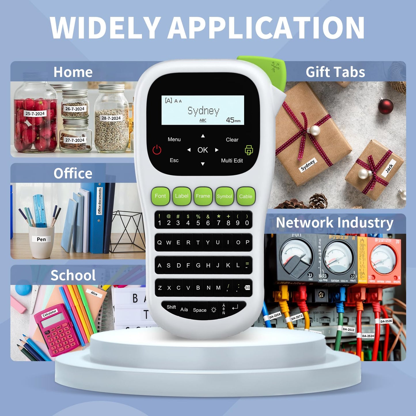 VolenGo H1100 Label Maker Machine with-Tape 12mm Laminated, Backlit Handheld Label Maker Waterproof-Labels, QWERTY Keyboard & Multi Fonts, Portable Inkless Label Printer for Home Office Organization