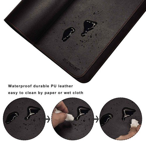 ZORESYN Office Desk Pad 70.9x39.4inch, Large Mouse pad Desk Mat, Waterproof PU Leather Desk Blotter Protector Desk Accessories with Non Slip Base for Home Office (Black)
