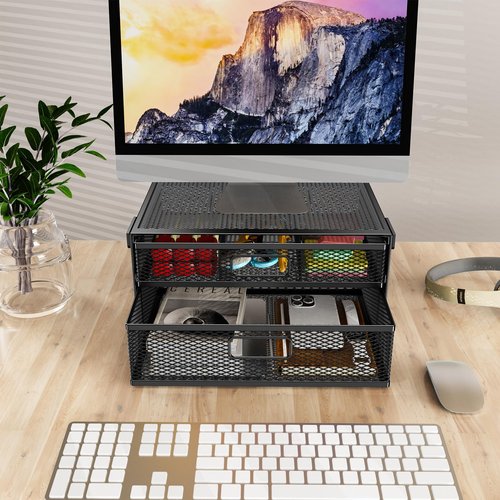 Under Desk Drawer Organizer No Drilling 2 Slide Out Drawer Under Desk Storage Drawer Clamp On Under Desk Management Drawer Organizer Suitable for Home and Office
