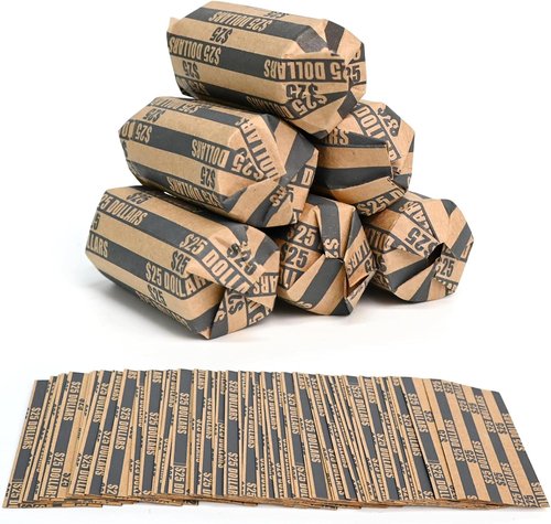 L LIKED 105 Pcs Black Striped Flat Coin Wrappers - Perfect for Dollar Rolls (105 Pcs)