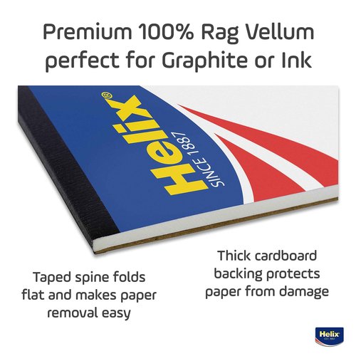 Helix - 100% Rag Vellum Paper Pad - 11 Inch x 17 Inch - 50 Sheet Pad - Acid-Free - Drafting, Art, Sketching and Tracing