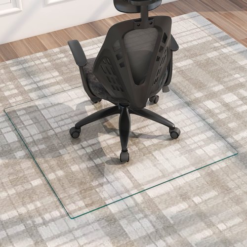 NeuType Glass Chair Mat, Tempered Glass Office Chair Mat for Carpet or Hardwood Floor - Effortless Rolling, Easy to Clean, Best for Your Home or Office Floor, 42" by 42" - 1/4" Thickness, Transparent