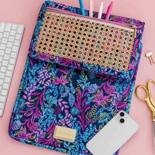 Lilly Pulitzer 14 Inch Laptop Case, Leatherette Computer Case with Pocket for Accessories, Padded Laptop Sleeve for 14" Computers and Tablets, Calypso Coast