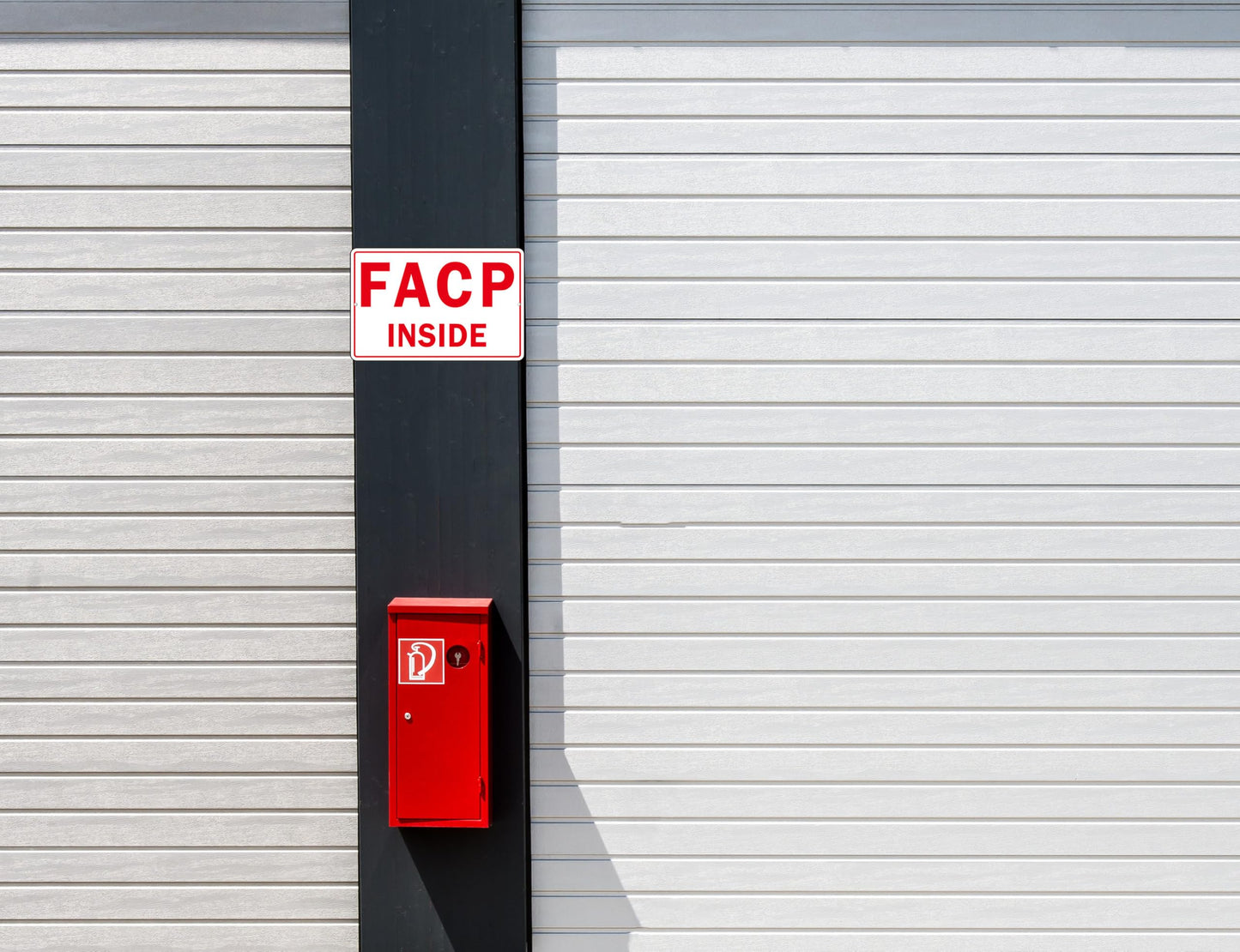 FACP Sign, (2 Pack) Self Adhesive FACP Inside Signs, Rust Free and Reflective Aluminum Metal Sign Sticker for Door (9 x 6 inches, White/Red)