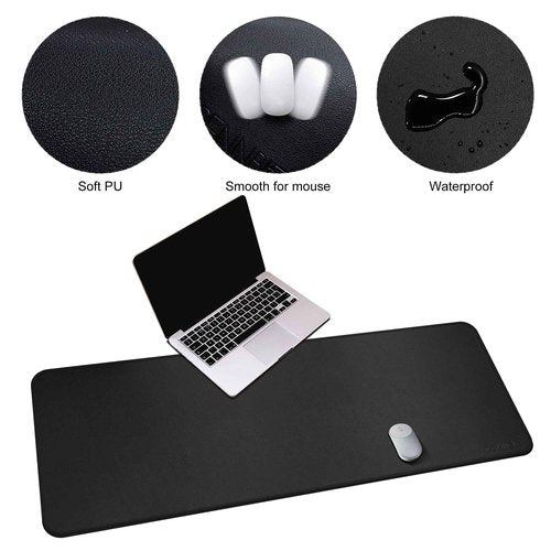 CENNBIE Leather Desk Mat,55" x 19.6" Extra Large Desk Pad Blotter Protector, Extended Non-Slip Mouse Pad, Waterproof PU Leather Desk Mat on top of desks Large for Office and Home (Black)