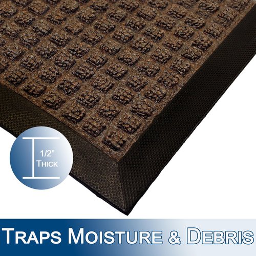 Durable 630S310BN Stop-N-Dry Indoor Rubber Backed Carpet Entrance Mat /36" x 120", 3' x 10', Brown