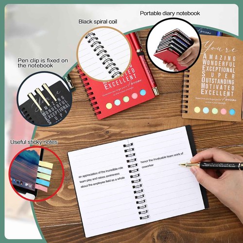 Jetec 25 Sets Team Employee Appreciation Gifts Bulk Office Business Inspirational Team Together Spiral Notebooks with Ballpoint Pens Thank You Gifts for Boss Coworker (Classic Color,You Are)