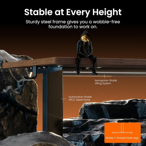 ErGear Electric Standing Desk - Height Adjustable Sit Stand Up Desk, 32 x 19 Inches, Dark Walnut Finish