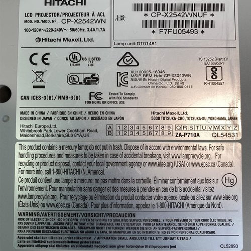 Hitachi CP-X2542WN Projector (Renewed)