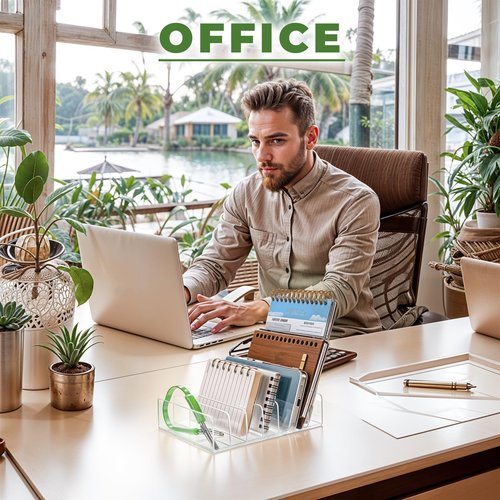 4 Pcs Acrylic Mail Holder, Acrylic File Mail Desktop Organizer Sorters, 7 Compartments Acrylic Mail Organizer, Clear Desk Organizer File Holders, Acrylic Letter Organizer for Office, Home, School