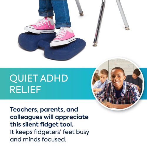Bouncyband Wiggle Feet, Dark Blue, 1 Pack – Sensory Foot Cushion Quietly Facilitates Movement to Help Improve Concentration - 12” x 9” x 2.5” Sensory Tool, Ideal for The Classroom, Work, or at Home