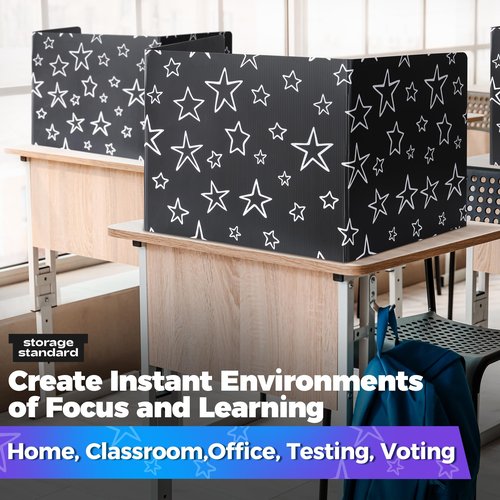 22-Pack Desk Dividers for Students - Star, Durable & Waterproof Plastic Study Carrel Divider, Classroom Folders Teacher Supplies, Easy-to-Clean Plastic Privacy Shield Folder Boards for Student Desks