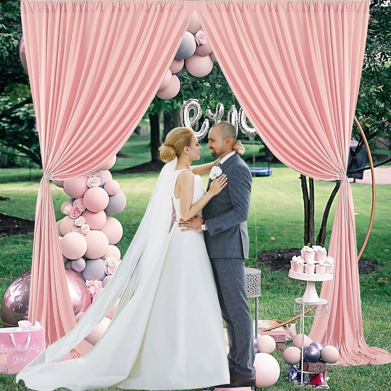 10 x 7 Feet Light Pink Backdrop Curtain for Partie, Background Curtains for Photoshoot, Birthday, Wedding, Halloween, Thanksgiving, Christmas, New Year Party Decorations 5Ft x 7Ft, 2 Panels