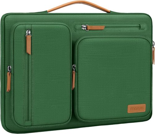 MOSISO 360 Protective Laptop Case - 13.3 Inch Sleeve for MacBook Air/Pro & More | Jungle Green with 4 Zipper Pockets